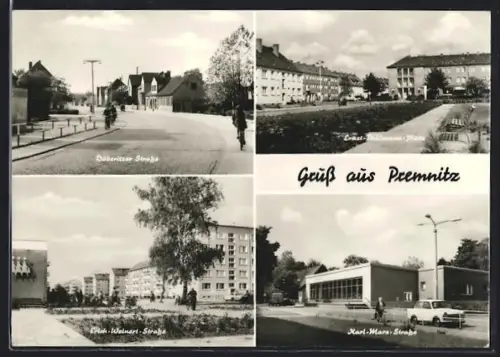 AK Premnitz, Döberitzer Strasse, Ernst-Thälmann-Platz, Otto-Winzer-Strasse, Karl-Marx-Strasse