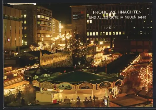AK Essen / Ruhr, Weihnachtsmarkt bei Nacht