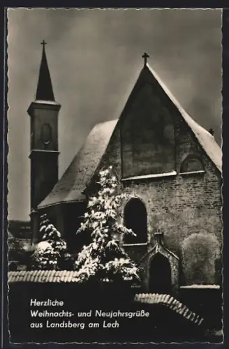 AK Landsberg am Lech, Verschneite Kirche