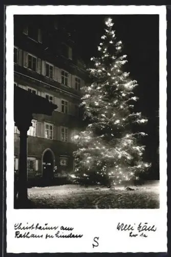 AK Lindau / Bodensee, Christbaum am Rathaus