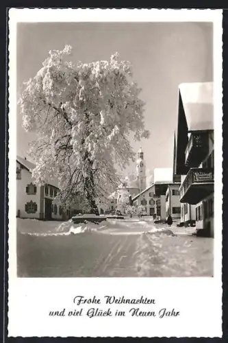 AK Bad Kohlgrub /Obb., Hauptstrasse, Winteransicht, Kirche