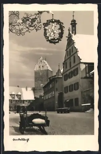 AK Dinkelsbühl, Altstadt mit Stadttor und Fachwerkhäusern