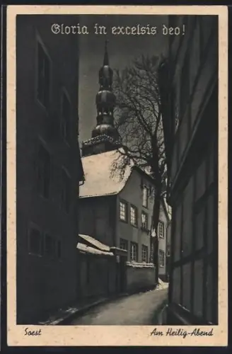 AK Soest, Turmsingen auf St. Peter am Heilig-Abend, Winterstimmung