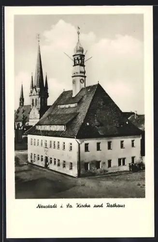 AK Neustadt i. Sa., Kirche, Rathaus
