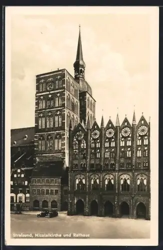 AK Stralsund, Nikolaikirche und Rathaus