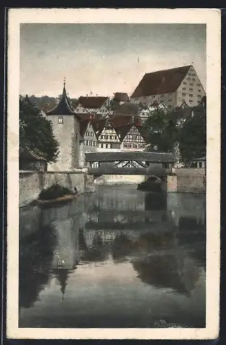 AK Nürnberg, Stadtmauer, Wehrturm, Holzbrücke