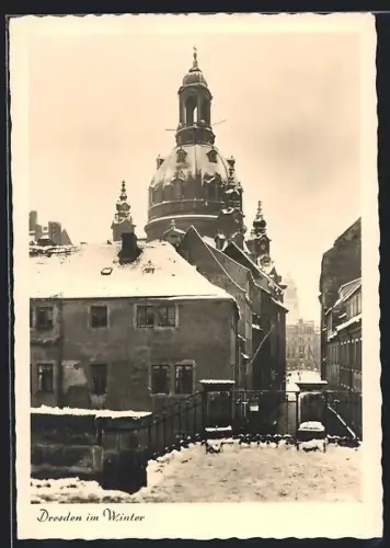 AK Dresden, Frauenkirche im Winter