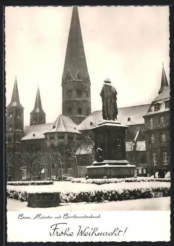 AK Bonn, Münster und Beethoven-Denkmal
