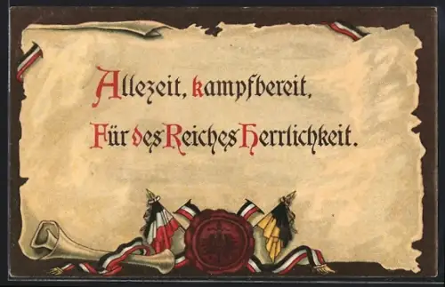 AK Mit Flaggen des Zweibunds aus dem Deutschen Reich und Österreich