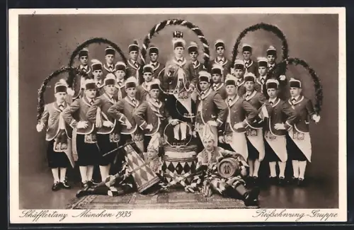 AK München, Schäfflertanz 1935, Reifschwung-Gruppe