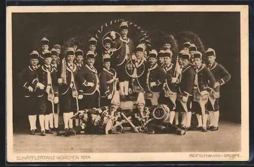 AK München, Der Schäfflertanz 1914, Reifschwung-Gruppe