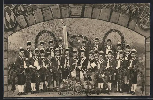 AK München, Münchner Schäfflertanz, Fahnen-Gruppe