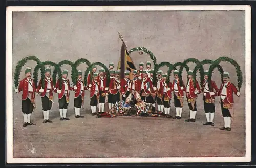 AK Original-Schäfflertanz 1921 - Volkstanz