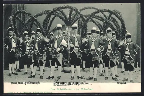 AK München, Münchner Schäfflertanz, Kronengruppe