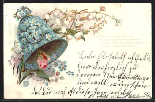 Lithographie Glocke aus Vergissmeinnicht