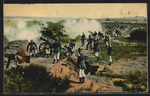 AK Soldaten der Artillerie an Geschützen