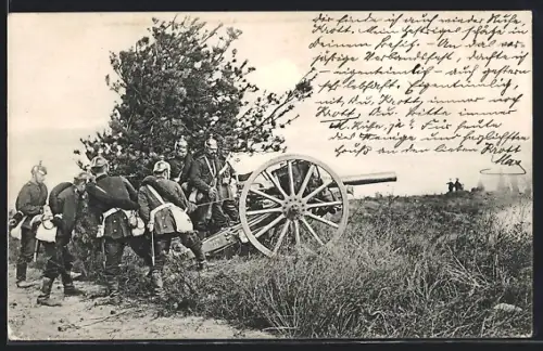 AK Soldaten mit einem Geschütz