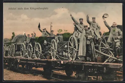 AK Abfahrt nach dem Kriegsschauplatz, Kanonen, Artillerie