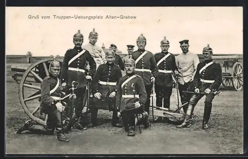 AK Alten-Grabow, Soldaten der Artillerie auf dem Truppenübungsplatz