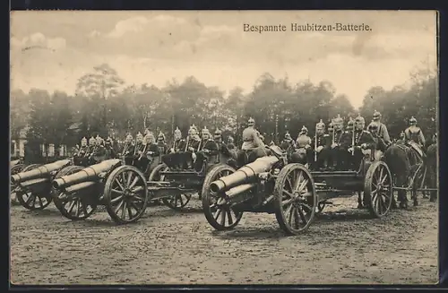 AK Bespannte Haubitzen Batterie mit Soldaten