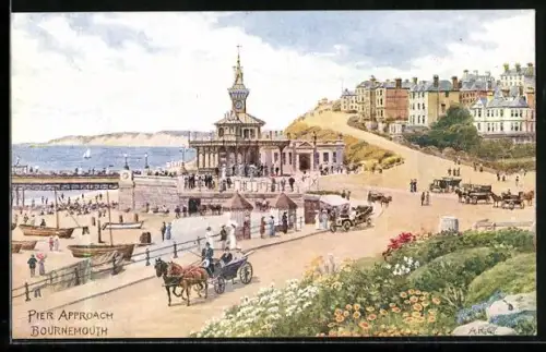 Künstler-AK Bournemouth, Pier Approach, Kutschen