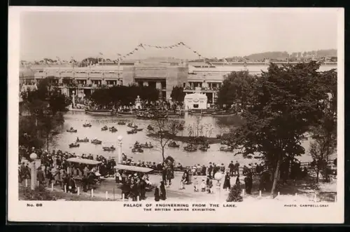 AK London, British Empire Exhibition 1924, Palace of Engineering from the Lake, Ausstellung