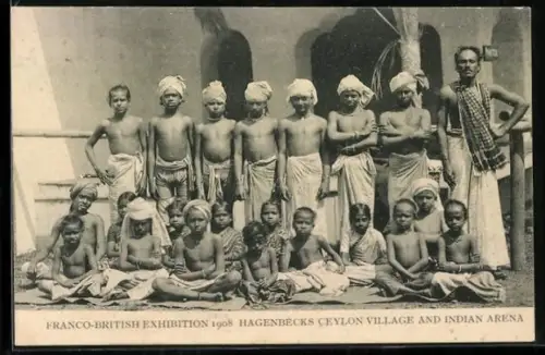 AK London, Franco-British Exhibition 1908, Hagenbecks Ceylon Village and Indian Arena, Ausstellung