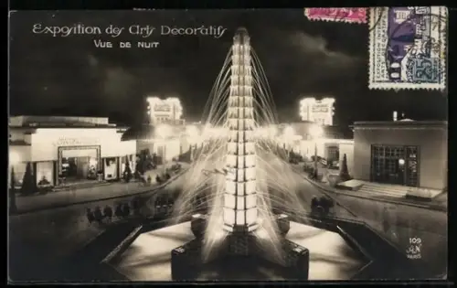AK Paris, Exposition des Arts décoratifs 1925, Vue de nuit