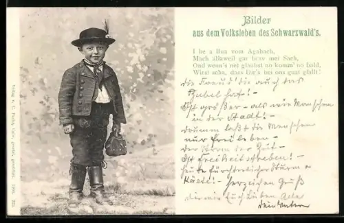 AK Kleiner schwarzwälder Junge ist bereit zur Schule zu gehen