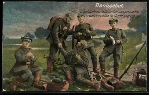 AK Soldaten in Uniform beim Dankgebet, Propaganda