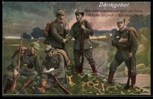 AK Junger Soldat wendet sich im Felde betend an Gott