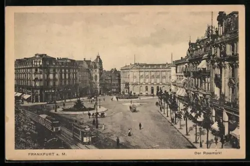 AK Frankfurt a. M., Rossmarkt, Strassenbahn, Platzansicht