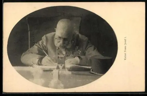 AK Kaiser Franz Josef I. von Österreich am Schreibtisch