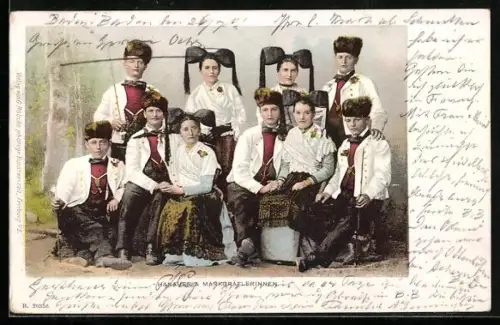 AK hanauer und Markgräflerinnen, junge Frauen und Männer in Trachtenkleidung