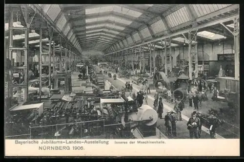 AK Nürnberg, Bayerische Jubiläums-Landes-Ausstellung 1906, Inneres der Maschinenhalle