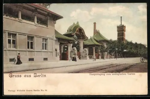 AK Berlin, Haupteingang zum zoologischen Garten, Zoo