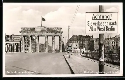 AK Berlin, Brandenburger Tor vom britischen Sektor aus