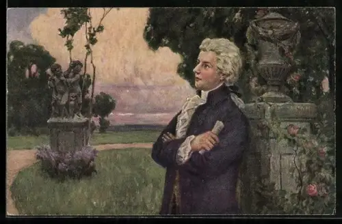 AK Portrait Musiker W.A. Mozart im Garten