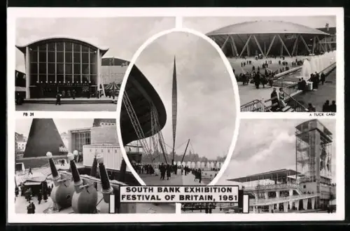 AK London, Festival of Britain 1951, South Bank Exhibition, Mehrfachansichten der Ausstellung
