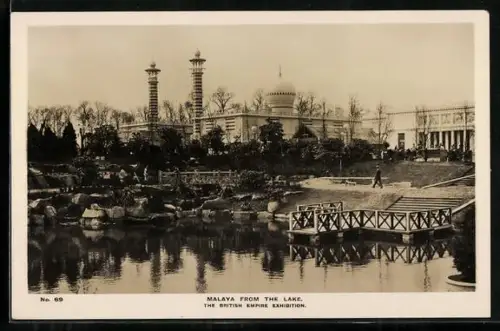 AK London, British-Empire Exhibition 1924, Malaya from the Lake