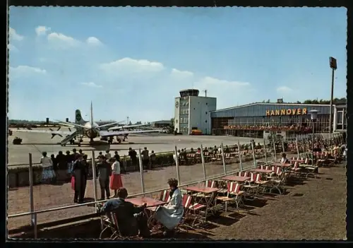 AK Hannover, Cafe am Flughafen mit Flugzeug