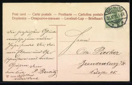 AK Geldscheine mit einem Hufeisen, Neujahrsgruss