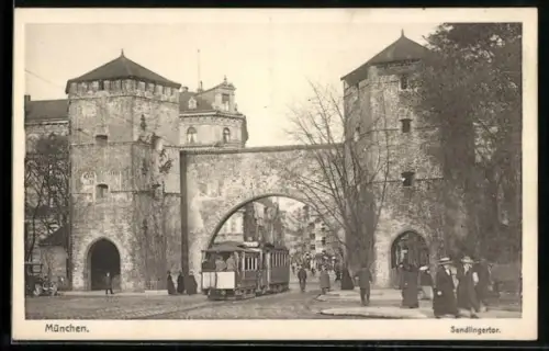 AK München, Strassenbahn am Sendlingertor