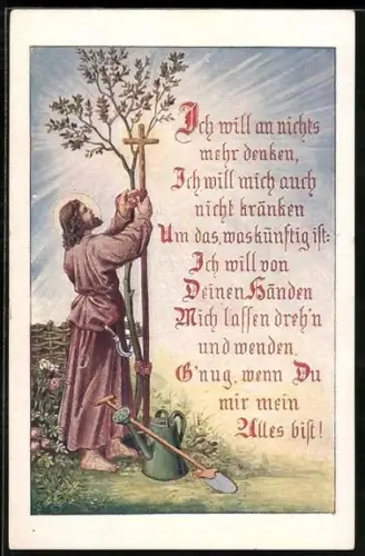 AK Mit Seilen der Liebe will der Herr Jesus uns binden, Baumpflanzung