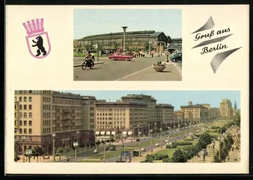 AK Berlin-Friedrichshain, Bahnhof Friedrichstrasse, Häuser an der Karl-Marx-Strasse