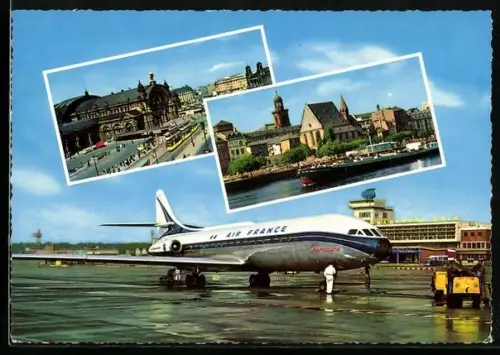 AK Flughafen Frankfurt Main, Air France Jet auf Rollfeld