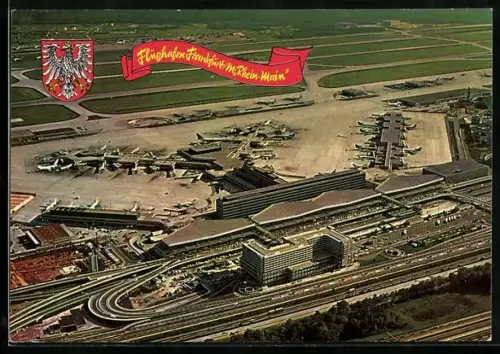 AK Frankfurt a. Main, Flughafen, Gesamtansicht aus der Vogelschau