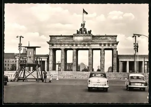 AK Berlin, Brandenburger Tor, Mauer, Grenze