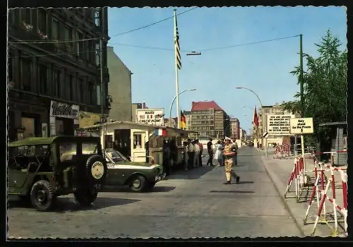 AK Berlin, Checkpoint Charlie, Passierstelle Friedrichstrasse an der Sektorengrenze