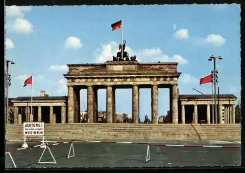 AK Berlin, Brandenburger Tor hinter der Mauer